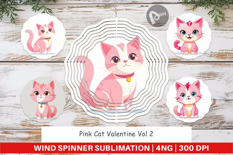 Wind Spinner Pink Cat Valentine