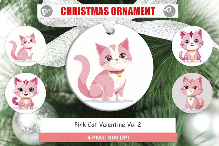 Ornament Pink Cat Valentine example image 1