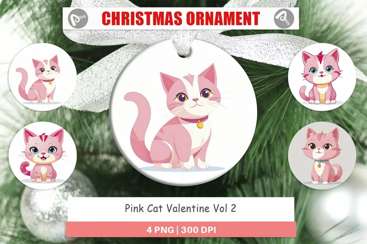 Ornament Pink Cat Valentine
