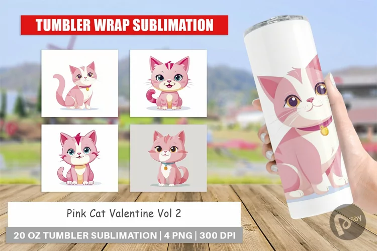 Tumbler Pink Cat Valentine