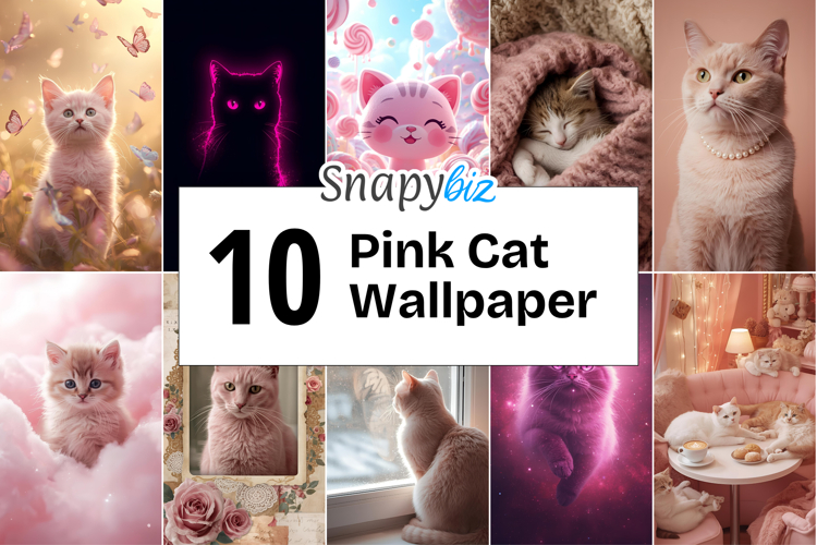 Digital iPhone Android Desktop Pink Cat Wallpaper