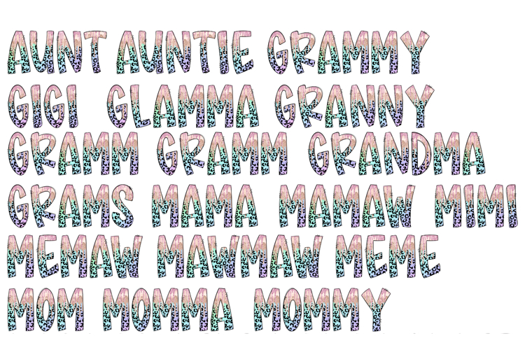 Pink Cheetah Names Bundle PNGs Only