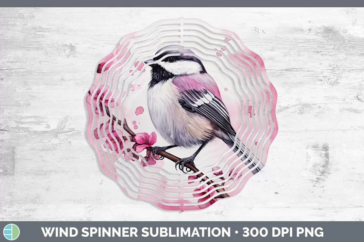 Pink Chickadee Wind Spinner Sublimation Spinner Designs