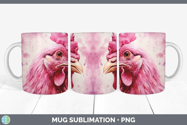 Pink Chicken Mug Wrap Sublimation Coffee Cup Designs