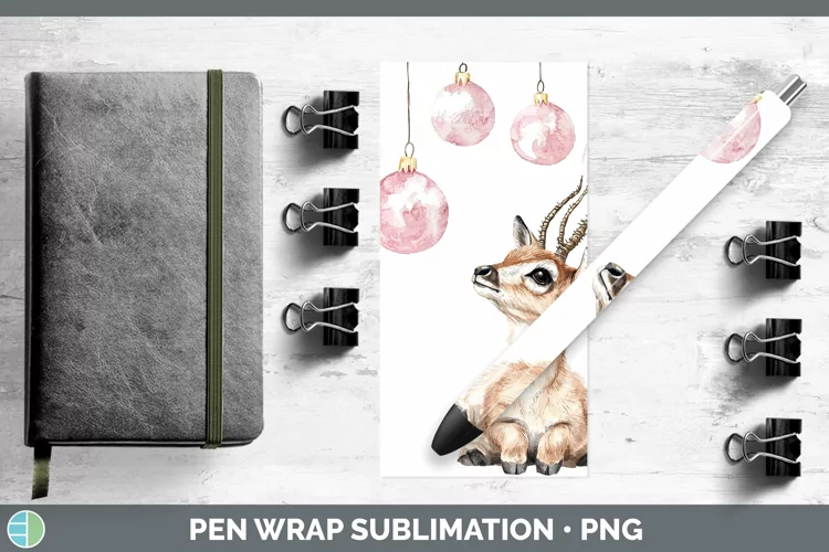 Pink Christmas Antelope Pen Wrap Sublimation Pen Designs