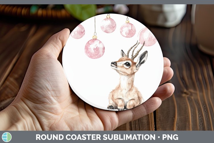 GorgeousPink Christmas Round Coaster design.