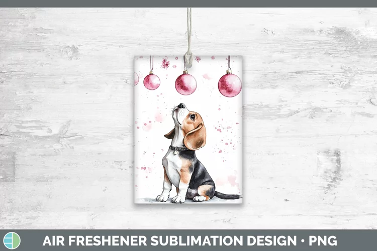 Pink Christmas Beagle Air Freshener Sublimation Car Freshene