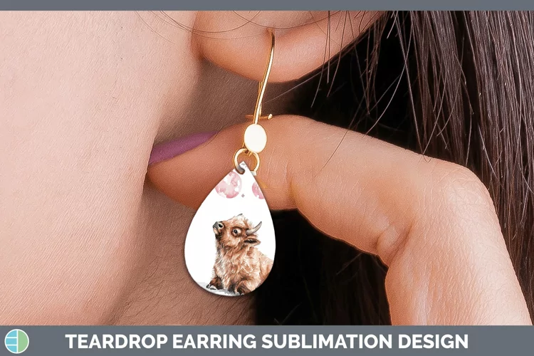 Pink Christmas Bison Teardrop Earrings Sublimation Earrings