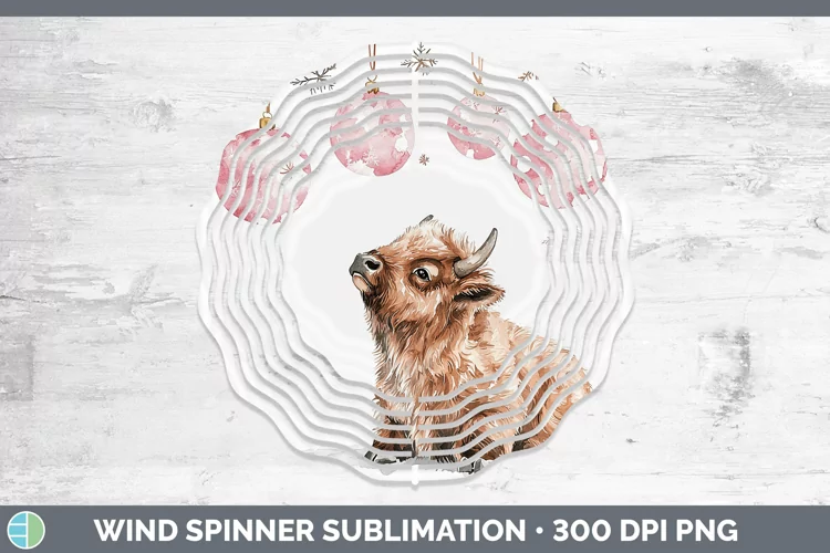 Pink Christmas Bison Wind Spinner Sublimation Spinner Design