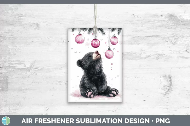 Pink Christmas Black Bear Air Freshener Sublimation Car Fres