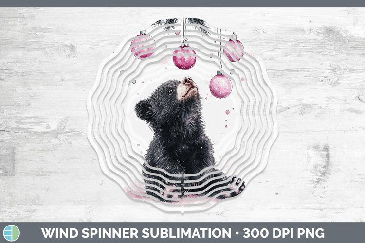 Pink Christmas Black Bear Wind Spinner Sublimation Spinner D