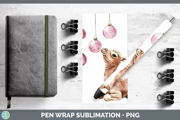 Pink Christmas Camel Pen Wrap Sublimation Pen Designs