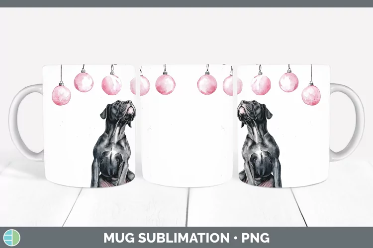 Pink Christmas Cane Corso Mug Wrap Sublimation Coffee Cup De