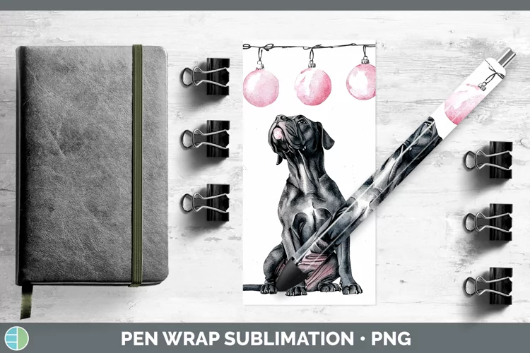 Pink Christmas Cane Corso Pen Wrap Sublimation Pen Designs