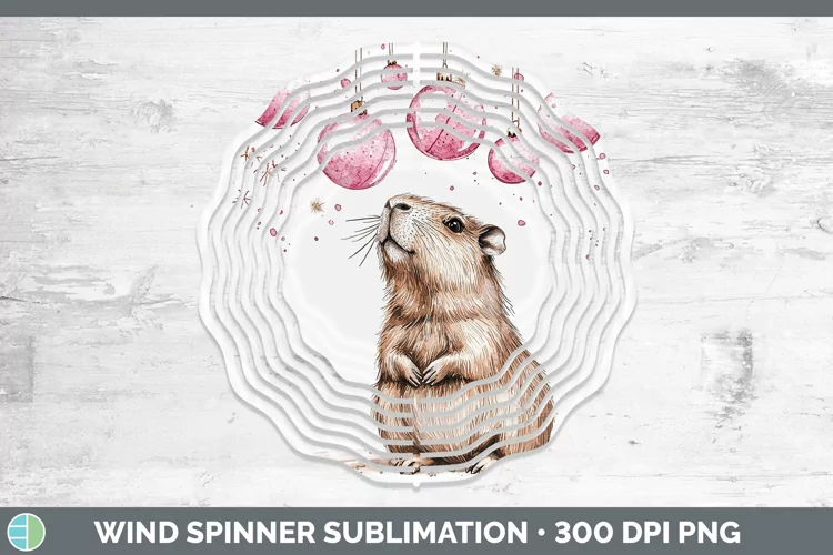 Pink Christmas Capybara Wind Spinner Sublimation Spinner Des