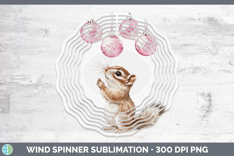 Pink Christmas Chipmunk Wind Spinner Sublimation Spinner Des