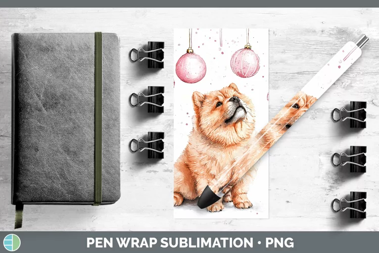 Pink Christmas Chow Chow Pen Wrap Sublimation Pen Designs