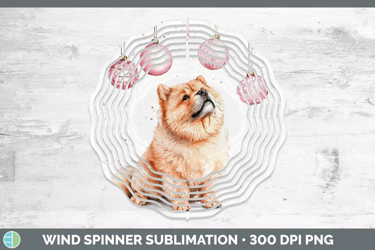 Pink Christmas Chow Chow Wind Spinner Sublimation Spinner De