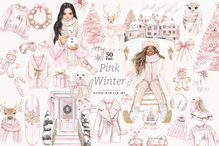 GlamArtZhanna, Christmas clipart, Christmas png, Blush Christmas png, Pink Christmas png, Pink Xmas clipart, Pink winter png, Pink winter clipart, Girly Christmas png, Cute Christmas png, Chic Christmas png, Christmas Graphics, Holiday clipart, Christmas 
