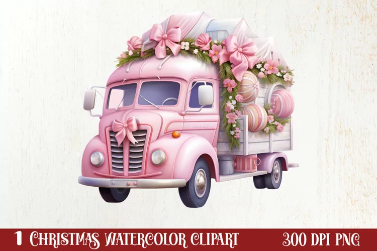 Pink Christmas Car clipart Sublimation, Christmas clipart