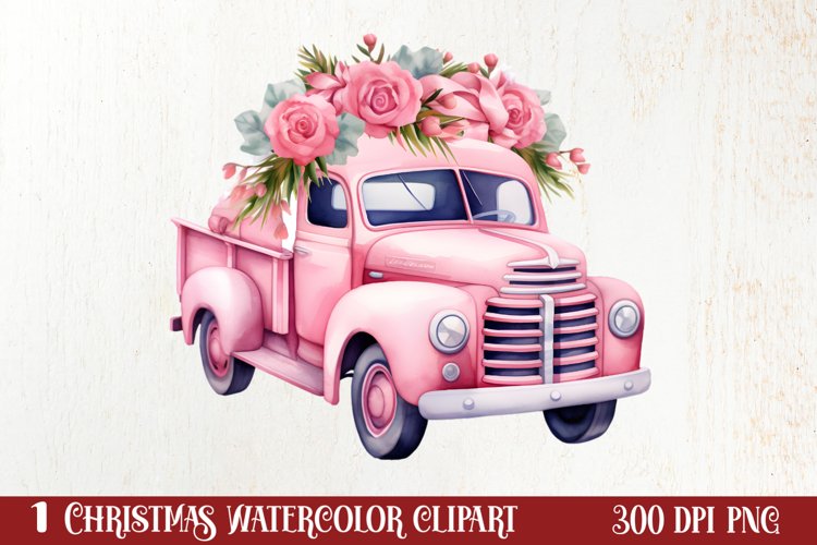 Pink Christmas Car clipart Sublimation, Christmas clipart