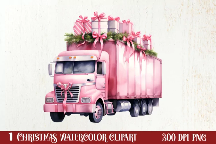 Pink Christmas Car clipart Sublimation, Christmas clipart