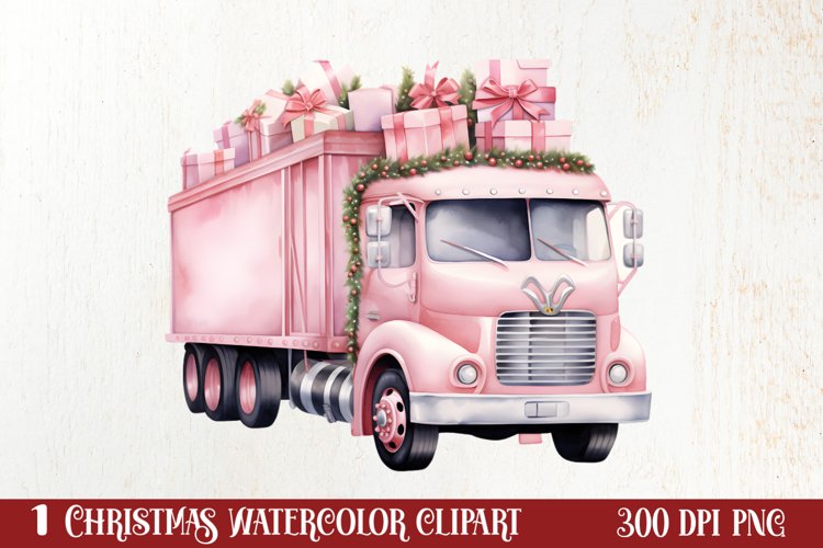 Pink Christmas Car clipart Sublimation, Christmas clipart