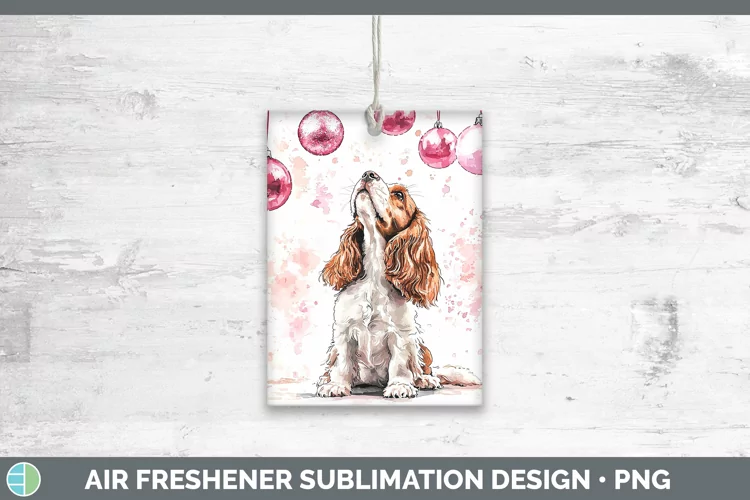 Pink Christmas Cocker Spaniel Air Freshener Sublimation Car