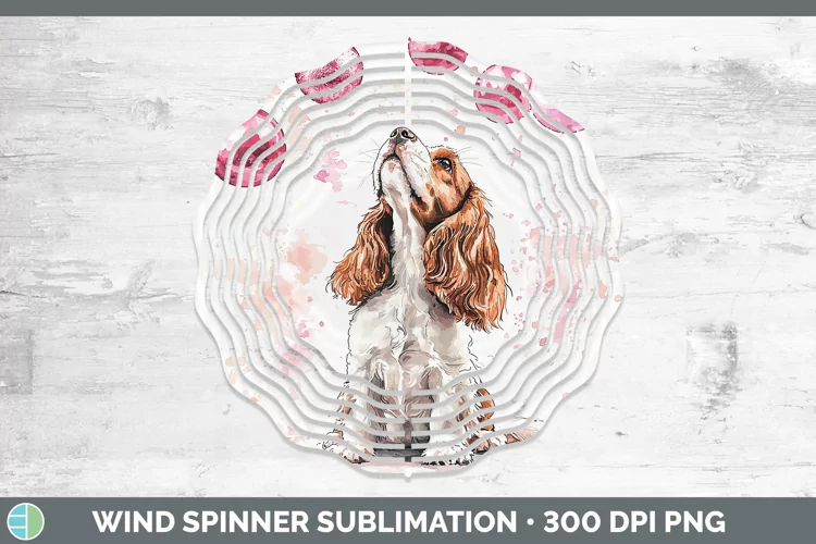 Pink Christmas Cocker Spaniel Wind Spinner Sublimation Spinn