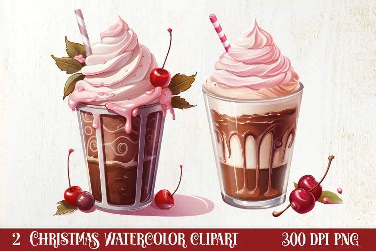 Pink Christmas Coffee Sublimation Clipart, Christmas PNG