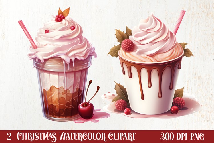Pink Christmas Coffee Sublimation Clipart, Christmas PNG