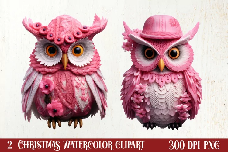 Pink Christmas Crochet Clipart, Christmas PNG