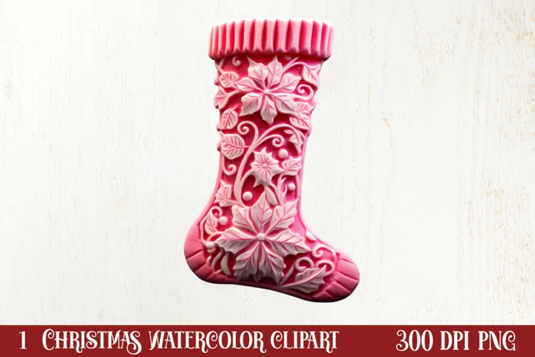 Pink Christmas Crochet Clipart, Christmas PNG