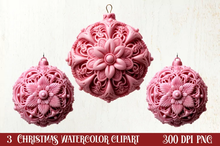 Pink Christmas Crochet Clipart, Christmas PNG
