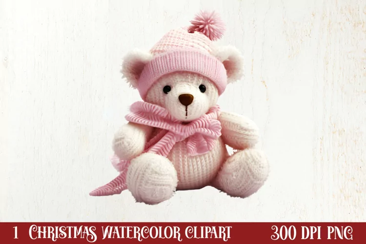 Pink Christmas Crochet Clipart, Christmas PNG