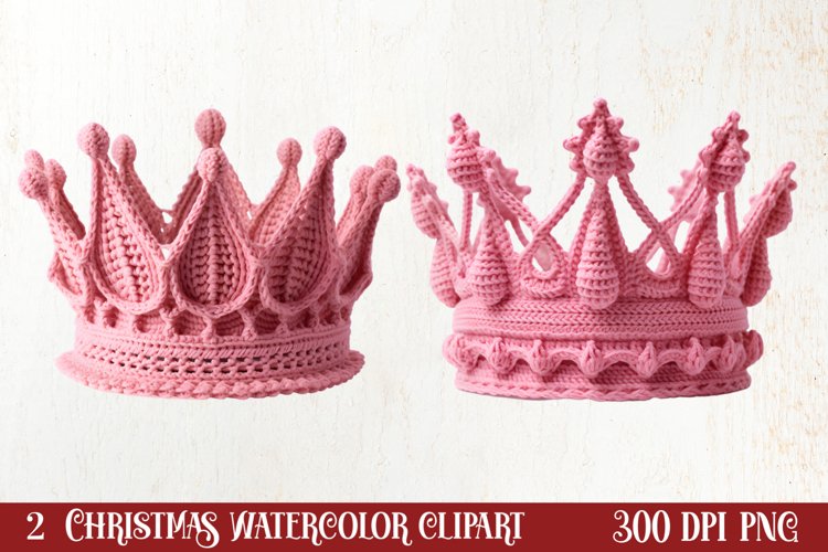 Pink Christmas Crochet Clipart, Christmas PNG