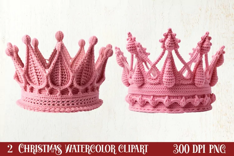 Pink Christmas Crochet Clipart, Christmas PNG