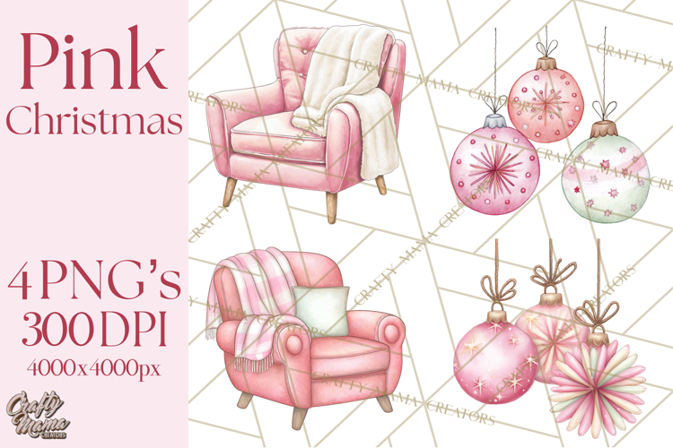 Pink Christmas Town Clipart PNG, Pastel Winter Clip Art
