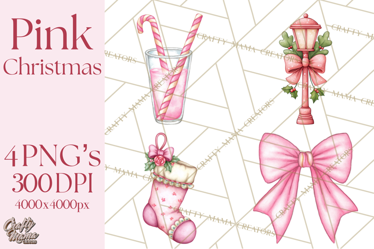 Pink Christmas Town Clipart PNG, Pastel Winter Clip Art