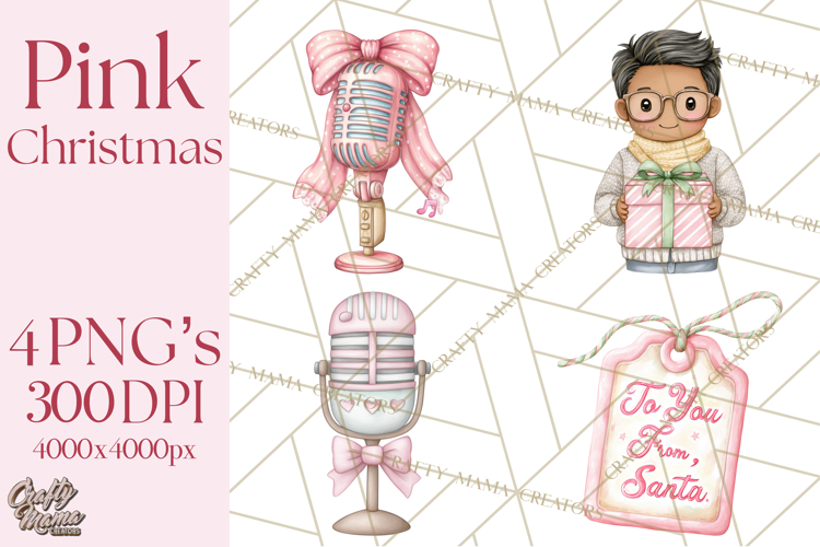 Pink Christmas Town Clipart PNG, Pastel Winter Clip Art