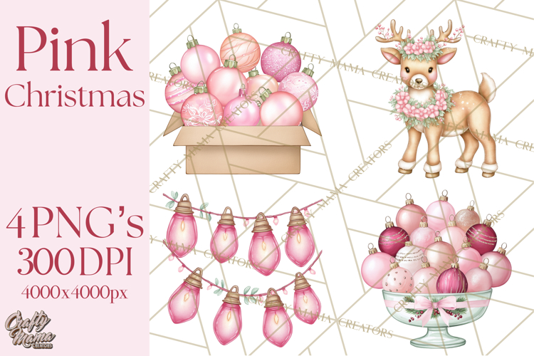 Pink Christmas Town Clipart PNG, Pastel Winter Clip Art
