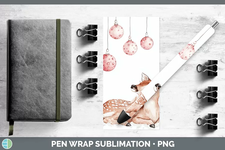 Pink Christmas Deer Pen Wrap Sublimation Pen Designs