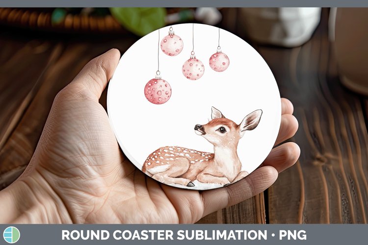 GorgeousPink Christmas Round Coaster design.