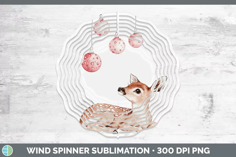Pink Christmas Deer Wind Spinner Sublimation Spinner Designs