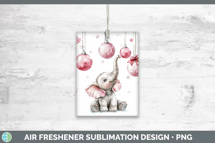 Pink Christmas Elephant Air Freshener Sublimation Car Freshe