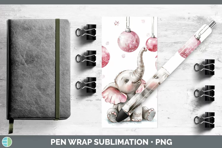 Pink Christmas Elephant Pen Wrap Sublimation Pen Designs
