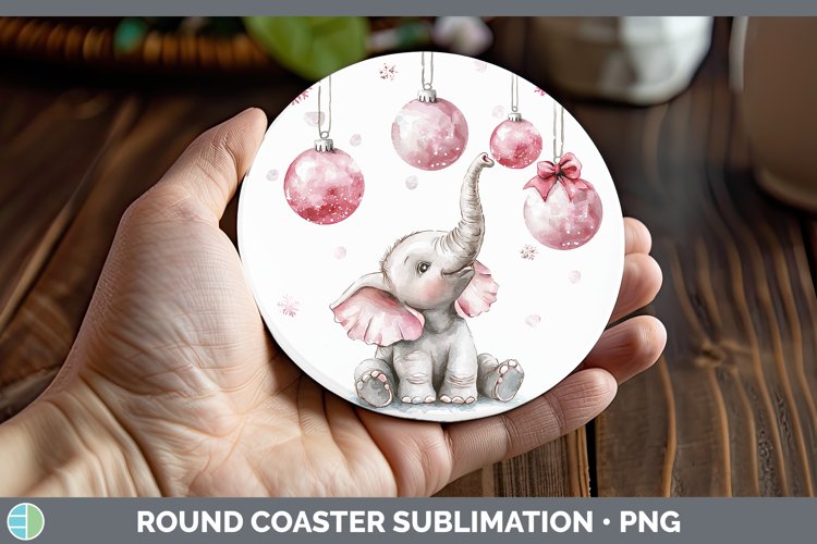 GorgeousPink Christmas Round Coaster design.