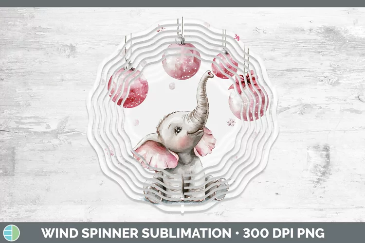 Pink Christmas Elephant Wind Spinner Sublimation Spinner Des