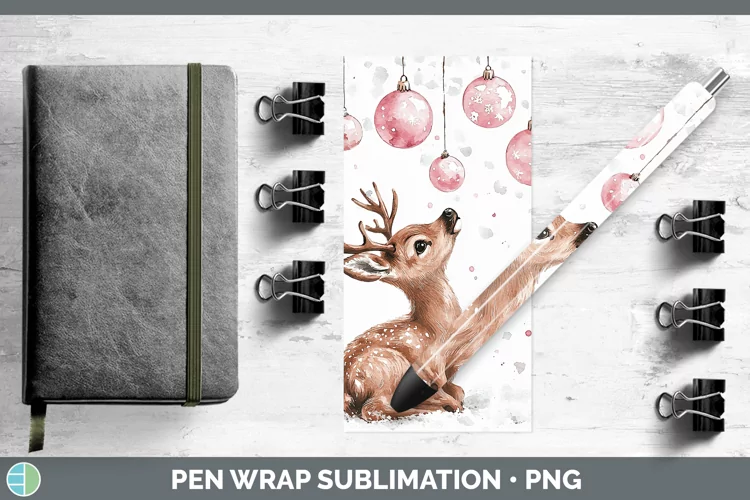 Pink Christmas Elk Pen Wrap Sublimation Pen Designs