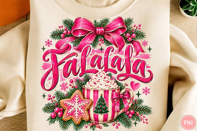 Pink Christmas Fa La La Sublimation example image 1